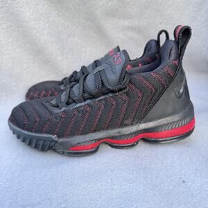 Nike LeBron 16 Shoes Mens‎ Size 12C Black Red Basketball Sneakers Wolf Lion Logo